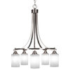 Paramount 5-Light Chandelier, Brushed Nickel, 4" White Marble Glass