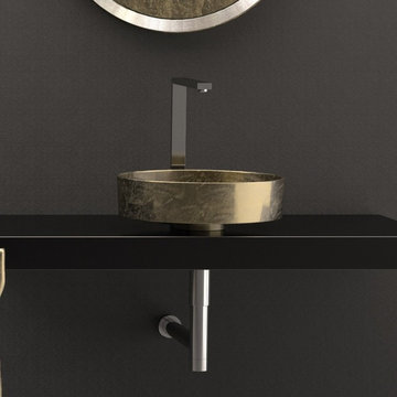 WS Bath Collections Rho Lux Vessel Bathroom Sink in Gold Leaf 3D 16.1"