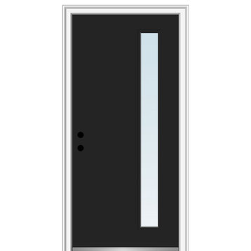 32 in.x80 in. 1 Lite Clear Right-Hand Inswing Painted Fiberglass Smooth Door