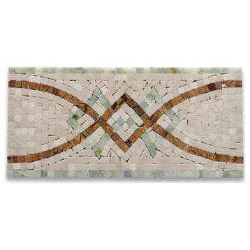 Lovelink Mint 6.3x13.4 Marble Mosaic Border Listello Tile Polished, 1 piece