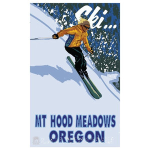 Loveland Colorado Downhill Skier Man Giclee Art Print Poster from Original Travel Artwork by Artist Paul A Lanquist