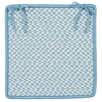 Colonial Mills Outdoor Houndstooth Tweed Sea Blue Chair Pad, Set of 4
