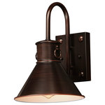 Maxim Lighting International - Telluride 8" Outdoor Wall Sconce, Oriental Bronze - The conical metal shades on these outdoor sconces draw inspiration from'the heartland using embellishments'such as riveted accents and fastened rings to add rustic charm. The products are finished in a rich Bronze outdoor rated powder coat, and complements similarly styled exterior elements such as honed'stone facades and wood'siding.