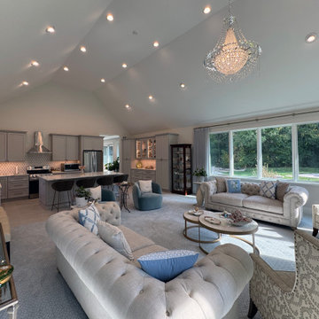 Graceful Living, Together: Vaulted Living Room, Crystal Chandelier