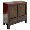 Distressed Brown Golden Nature Mountain Scenery Side Table Cabinet Hcs6140