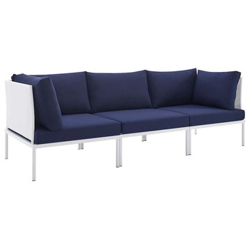 Modway Furniture Harmony Outdoor Aluminum Sofa, White/Navy -EEI-4967-WHI-NAV