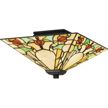2 Light Flush Mount In Traditional Style-7.75 Inches Tall and 14 Inches Wide