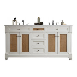 60 inch Double Sink Bathroom Vanity Cottage White Finish with Rectangular Sinks - Bathroom Vanities And Sink Consoles