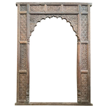 Antique Indian Carved Arch, Old World Architectural Doorway Archway, Unique