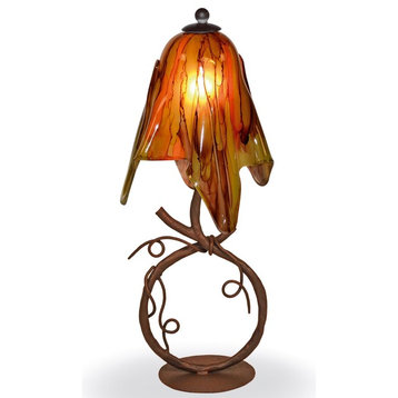 Wrought Iron San Saba Table Lamp With Small Glass Shade