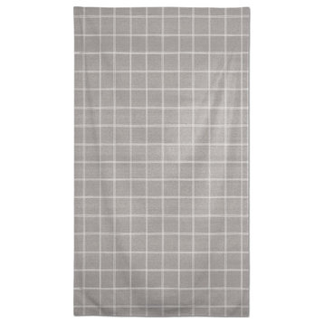 Linen With Plaid Gray 58 x 102 Outdoor Tablecloth