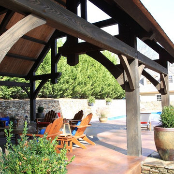 Heavy Timber Pool Pavilion with Fireplace in Alabama