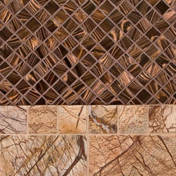 Cafe Forest Marble And Brown Iridescent Glass - Tile