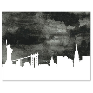 New York City Skyline Paper Print, Black, 8"x10"