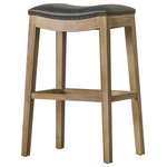 New Pacific Direct - Elmo Bonded Leather Bar Stool - Elmo Bar Stool  Contemporary styling and distinctive nail head trim make this Elmo Bar Stool a winner. Perfect for breakfast bars, the solid birch frame and comfortable seat will add a handsome look to any area. Fully assembled, other color finish and upholstery options available, 30.5 seat height.