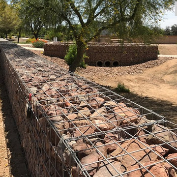 260 ft long gabion wall and a 40 ft long bridge over a wash in Surprise, AZ.