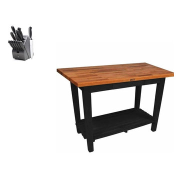 John Boos Oak Classic Country Table 36x25 and Henckles Knife Set
