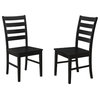 Wood Ladder Back Dining Chairs, Set of 2, Black