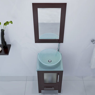 17.75" Soft Focus Single Vessel Sink Vanity - Glass