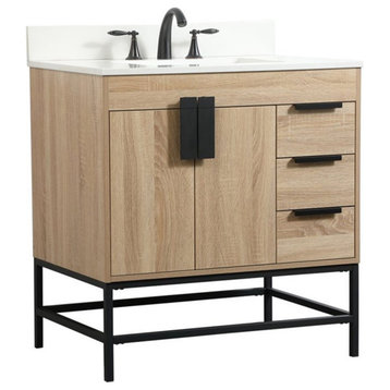 Elegant Decor Eugene 32" Single Bathroom Vanity with Backsplash in Mango Wood