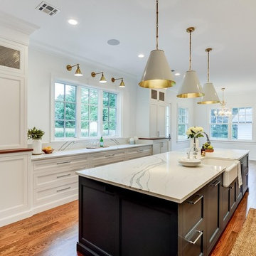Blue Island with Mixed Metal Kitchen & Campaign Vanity Bath