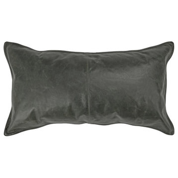 Kosas Home Cheyenne 14x26" Transitional Leather Throw Pillow in Nightfall Green