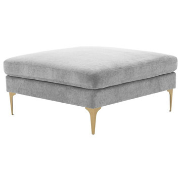 Serena Gray Velvet Ottoman