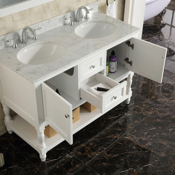 Aspen Collection 48 Inch Double Bathroom Vanity Set in White