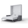Contempo Vertical Wall Bed with a Sofa, 62.9x78.7 inch, White/White + Grey
