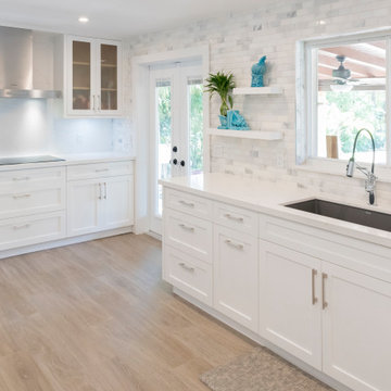 Transitional White Kitchen & Bath