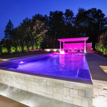 Hinsdale, IL Rectilinear Pool with Hot Tub Inside and Infinity Edge