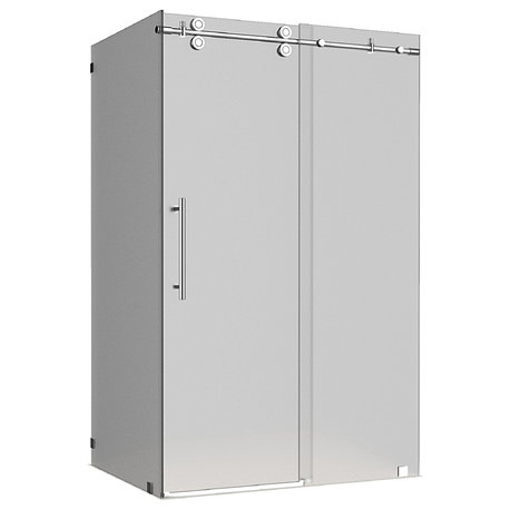 Langham 44-48"x33 7/16"x75" Frameless Sliding Shower Enclosure, Frosted, Chrome