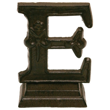 Iron Ornate Standing Monogram Letter E Tier Tray Tabletop Figurine 5 Inches