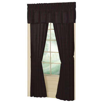 Black With Tan Gold Stripes Window Curtain 40X80 Pl;10" Lp