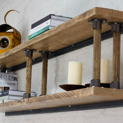 Letty Reclaimed Scaffolding Shelves with Reclaimed Vintage Ladder Rung Risers - Bookcases