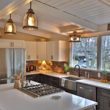 Kitchen remodel in Frederick, MD with white granite countertop and stainless st