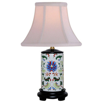 Floral Chinoiserie Motif Porcelain Vase Table Lamp 15"