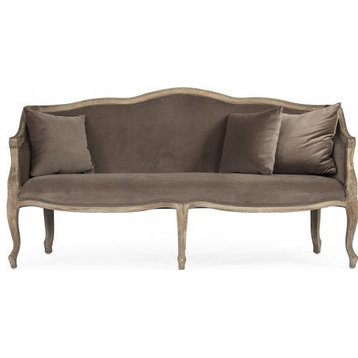 Sofa BENTON Coffee Brown Upholstery Wood Fabric