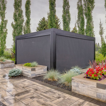 Freestanding Pergola with Phantom Screens & Pergola Over Deck Seating Area
