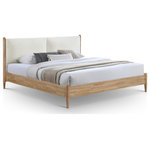 Meridian Furniture - Arbor Upholstered Bed, Cream, King - Introducing the Arbor cream fabric upholstered king bed, a perfect blend of luxurious comfort and timeless elegance. Upholstered in soft polyester fabric, this bed offers a cozy, inviting feel that complements any bedroom decor. The rich natural finish of the frame, crafted with high-quality wood veneer, adds a touch of warmth and sophistication to the design. Combining durability with a sleek aesthetic, it is the ideal centerpiece for creating a tranquil and stylish retreat in your home.