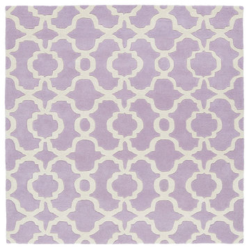 Kaleen Hand-Tufted Revolution Lilac Wool Rug, 11'9" Square
