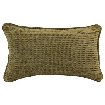 18" Double-Corded Patterned Jacquard Chenille Throw Pillow, Gingham Brown