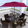 9' Square Tilting Wine Red Patio Umbrella With Umbrella Base