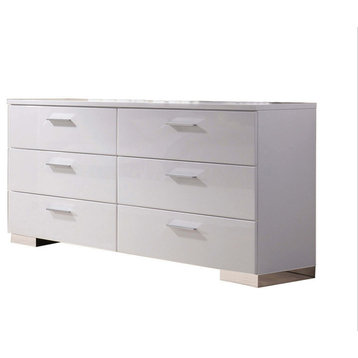 6-Drawer White Dresser With Chrome Legs