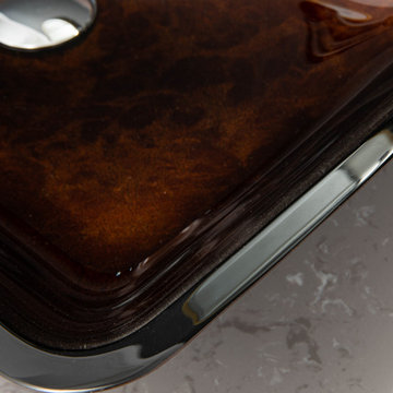 Reddish Brown Glass Rectangular Vessel Bathroom Sink