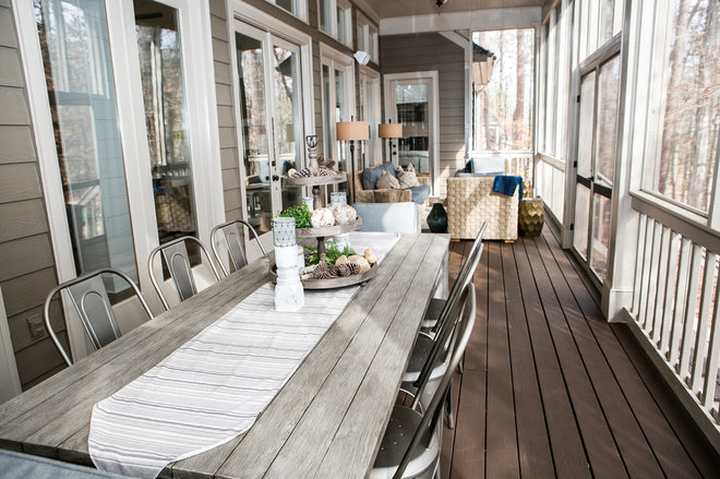 Transitional Porch by Kat Nelson Designs