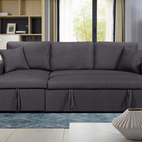 Paisley Linen Reversible Sleeper Sectional Sofa With Storage Chaise ...