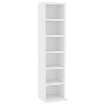 vidaXL CD Cabinet White Engineered Wood Media Tower Shelf Storage Organizer