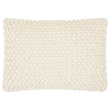 Mina Victory Life Styles Thin Group Loops Pillow, Ivory, 14"x20"