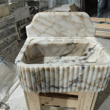 Calacatta Gold Marble Sink with Elegant Natural Veining